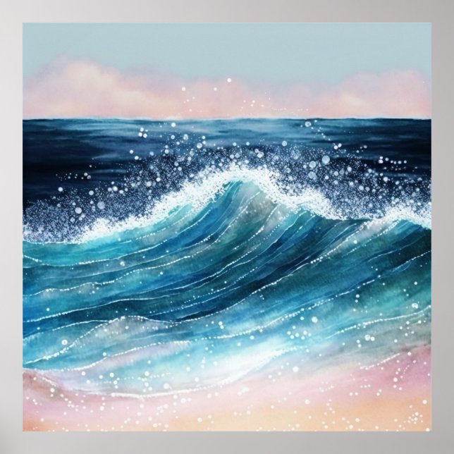 *~* Glitter AP60 Coastal Sea Ocean Sand Beach Wave Poster (Front)