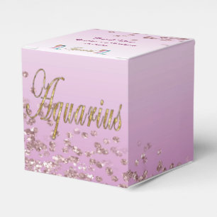 Glitter Aquarius & Rose Gold Glitter Birthday Favor Box