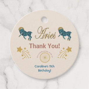 Glitter Aries, Gold Shooting Stars Thank You Favour Tags