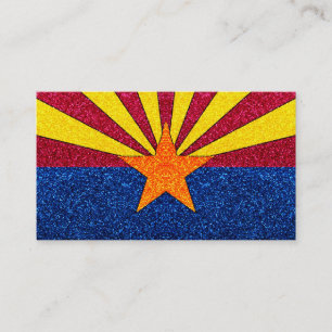 Glitter Arizona flag customizable business cards
