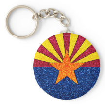 Glitter Arizona flag round keychain