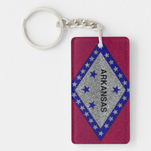 Glitter Arkansas flag rectangle keychain