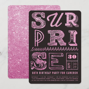 Glitter Art Deco Surprise Party Birthday Invite