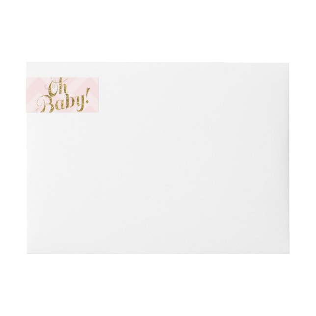 Glitter Baby Shower Return Address Labels Pink (Front)