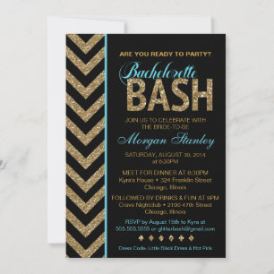 Glitter Bachelorette Bash Party Invitation BLUE