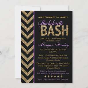 Glitter Bachelorette Bash Party Invitation PURPLE