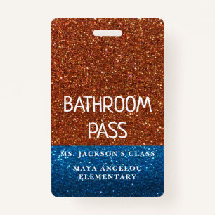 Glitter Back To School Colours Bathroom Hall Pass Badge