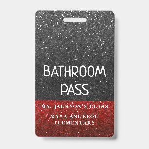 Glitter Back To School Colours Bathroom Hall Pass Badge