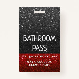 Glitter Back To School Colours Bathroom Hall Pass Badge