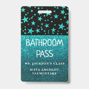 Glitter Back To School Stars Bathroom Hall Pass Badge