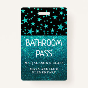 Glitter Back To School Stars Bathroom Hall Pass Badge