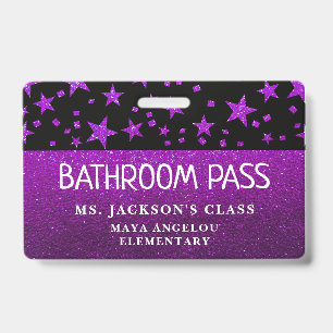 Glitter Back To School Stars Bathroom Hall Pass Badge