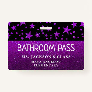Glitter Back To School Stars Bathroom Hall Pass Badge