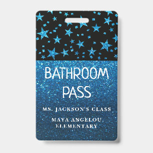 Glitter Back To School Stars Bathroom Hall Pass Badge