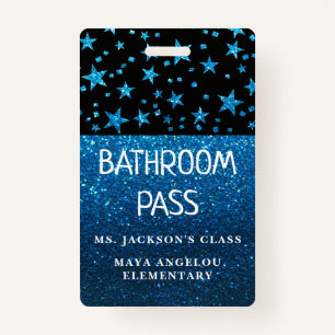 Glitter Back To School Stars Bathroom Hall Pass Badge
