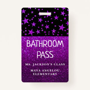 Glitter Back To School Stars Bathroom Hall Pass Badge
