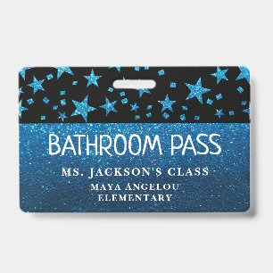 Glitter Back To School Stars Bathroom Hall Pass Badge