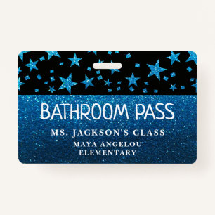 Glitter Back To School Stars Bathroom Hall Pass Badge