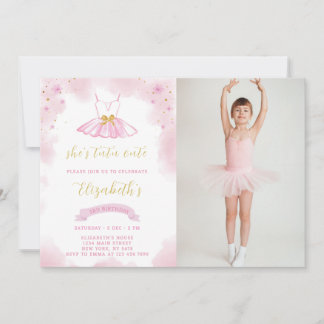 Glitter Ballerina Birthday Invitation With Photo