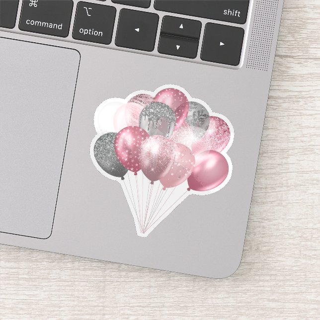 Glitter Balloon Bunch Pink and Silver (Detail)