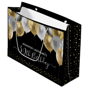 Glitter Balloons 30th Birthday Party Large Gift Bag