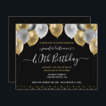 Glitter Balloons 40th Birthday Party Invitation<br><div class="desc">Elegant faux silver and gold glitter balloons on the top border. All text is adjustable and easy to change for your own party needs. Great elegant save the date birthday party template design.  any year,  age can be changed</div>