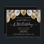 Glitter Balloons 40th Birthday Party Invitation<br><div class="desc">Elegant faux silver and gold glitter balloons on the top border. All text is adjustable and easy to change for your own party needs. Great elegant save the date birthday party template design.  any year,  age can be changed</div>
