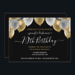 Glitter Balloons 70th Birthday Party Invitation<br><div class="desc">Elegant faux silver and gold glitter balloons on the top border. All text is adjustable and easy to change for your own party needs. Great elegant save the date birthday party template design.  any year,  age can be changed</div>