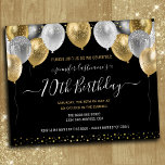 Glitter Balloons 70th Birthday Party Invitation<br><div class="desc">Elegant faux silver and gold glitter balloons on the top border. All text is adjustable and easy to change for your own party needs. Great elegant save the date birthday party template design.  any year,  age can be changed</div>