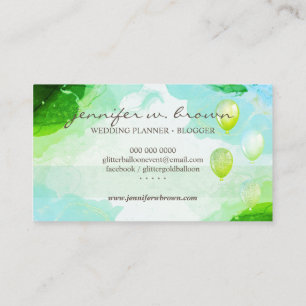 Glitter Balloons Party Event Planner glitz Business Card