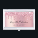 Glitter Beauty Pink Business Card Holder<br><div class="desc">Make a good impression with this chic business card case that features pink faux glitter and your name in a trendy script against a pink faux foil background. Perfect for makeup artists,  hair stylists and estheticians.</div>