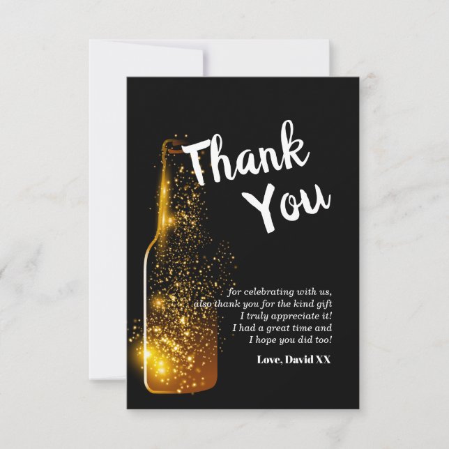 glitter, beer, wine, adult, thank you card (Front)