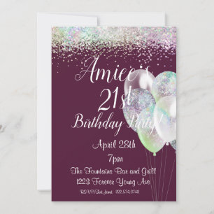 Glitter Birthday, 21st Birthday, Invitation