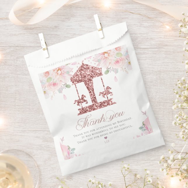 Glitter Birthday Carousel Personalized Favour Bag (Clipped)