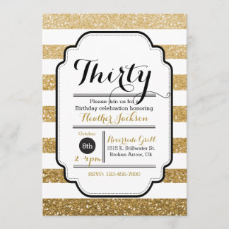 Glitter Birthday Invitation, 30th Birthday, 5"x7" Invitation