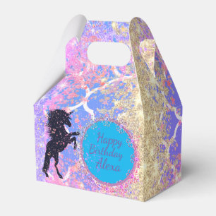 Glitter Birthday Whimsical Unicorn Custom Favor Box