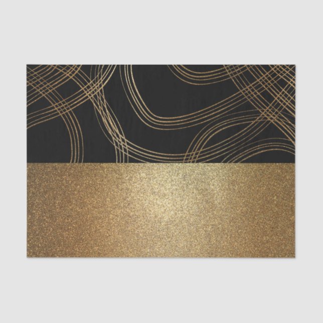 Glitter Black and Bronze Modern Luxury Glam Chic Tissue Paper (Front)