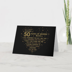 Glitter Black and Gold 50 Years Anniversary Card
