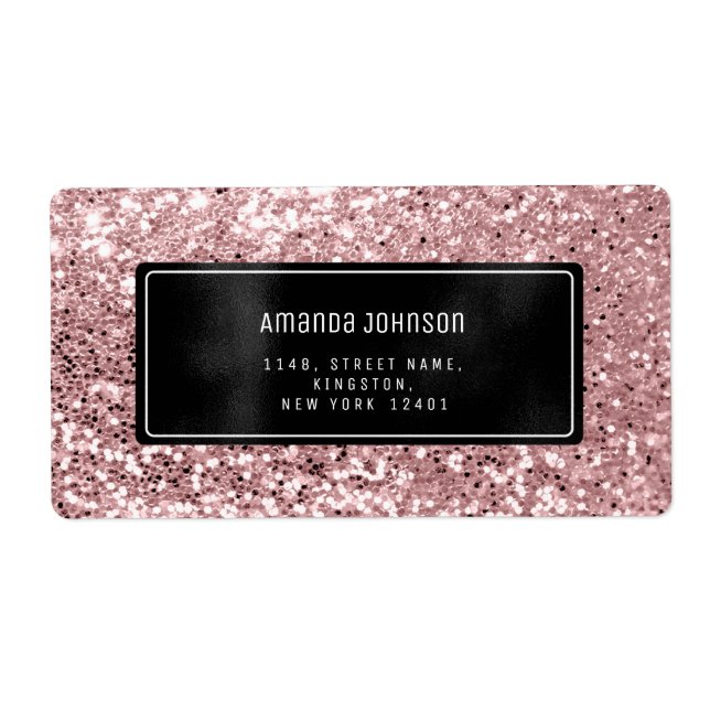 Glitter Black Framed Rose RSVP Address Boutique (Front)