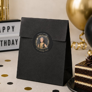 Glitter Black Gold 70th Birthday Party Classic Round Sticker