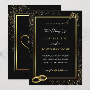Glitter Black Gold Wedding Invitation Template