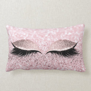 Glitter Black Makeup Eye Lashes White Silver Pink Lumbar Pillow