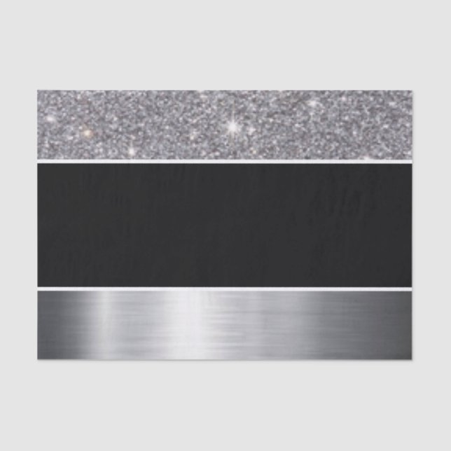 Glitter Black Silver Pattern Print Design Tissue Paper (Front)