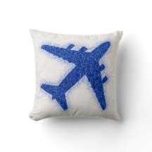 Glitter blue airplane square pillow