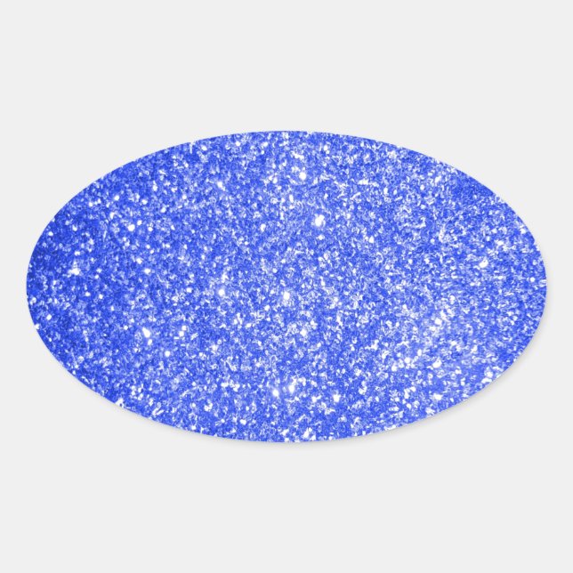 Glitter Blue Oval Sticker (Front)