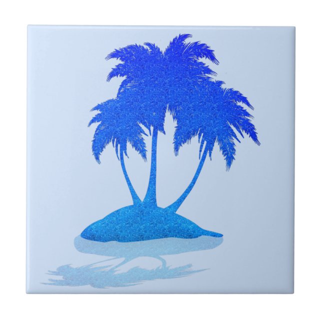 Glitter Blue Palms Tile Exotic Island Choose Colou (Front)
