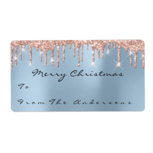 Glitter Blue Rose Gold Holidays Christmas Season