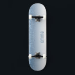Glitter Blue Skateboard with Name<br><div class="desc">Easily personalize this custom pink faux glitter skateboard deck. Make this skateboard your own by adding your text. To access advanced editing tools, please go to "Personalize this template" and click on "Details", scroll down and press the "click to customize further" link. Ideal for any Occasion such as birthday or...</div>