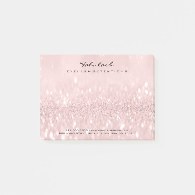 Glitter Blush Name Web Telephone Number Pink Post-it Notes (Front)