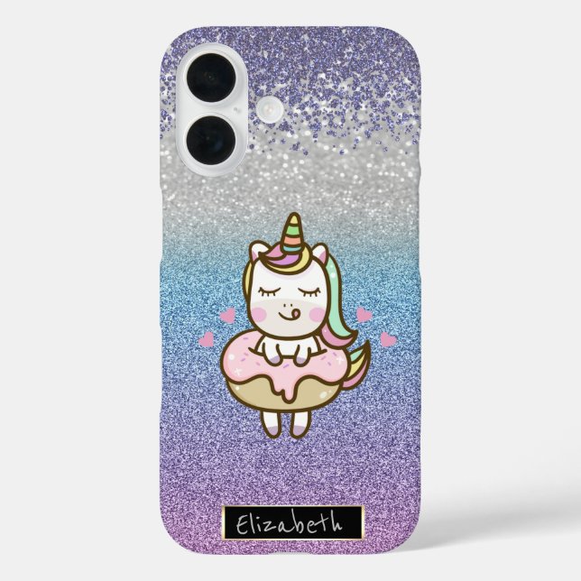 Glitter Bokeh Ombre,Violet Diamonds,Unicorn Doughn Case-Mate iPhone Case (Back)